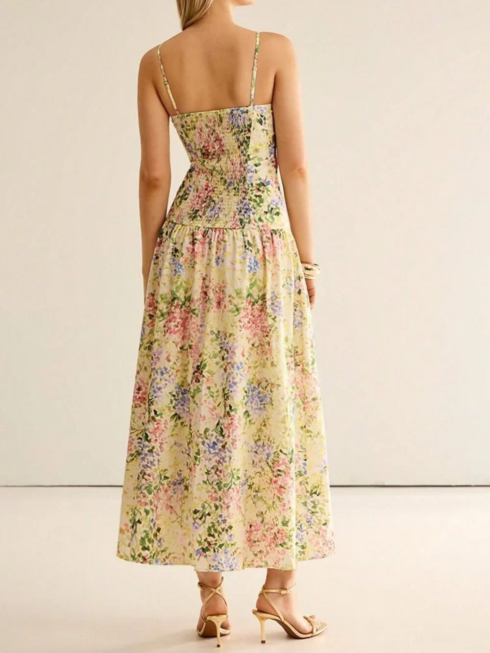 Multicolor Boho Women's Floral Print Spaghetti Maxi Dress